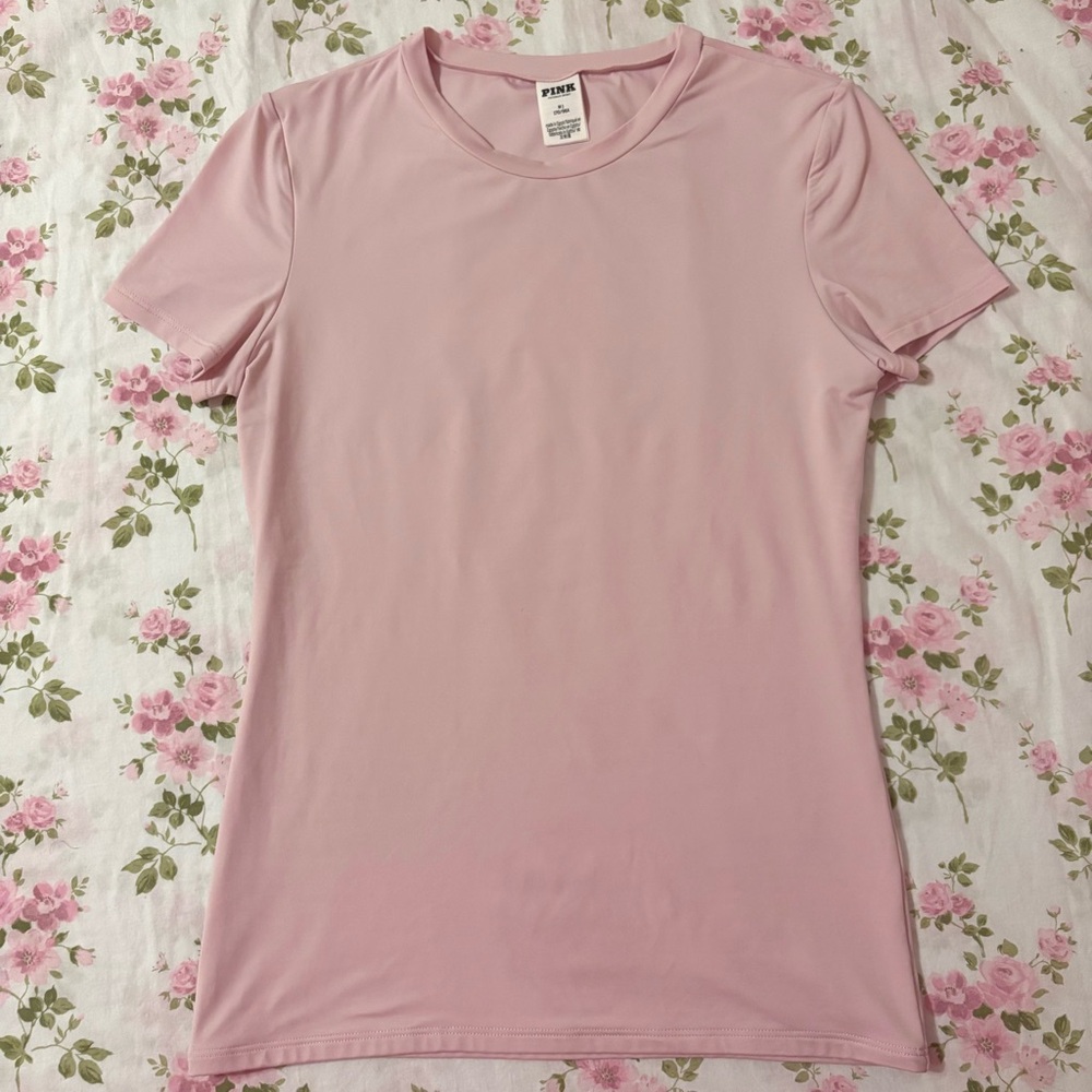 PINK Victoria's Secret Light Pink Short Sleeve Base Stretch Tee Size Medium
